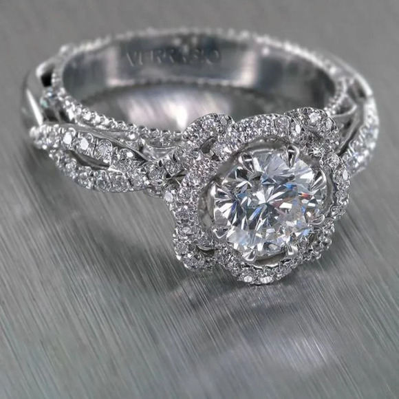 ▶925 Silver Plated Twisted Vintage Carved Bridal Beautiful Wedding Ring, L150